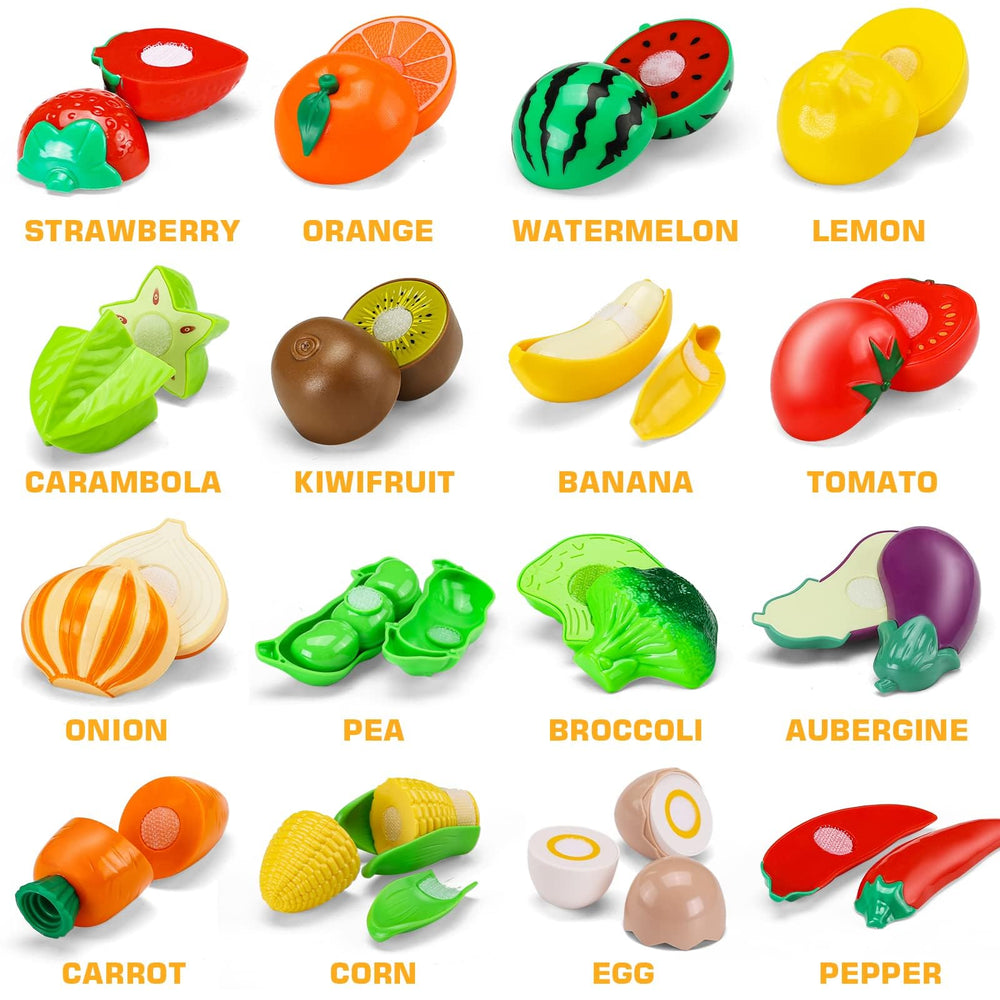 JASNKKONT pretend-food fruits and vegetables for realistic kitchen play
