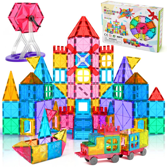 Jasonwell 100-piece magnetic tiles set fosters creativity and hands-on learning.