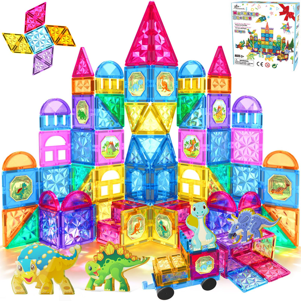 Jasonwell 110pcs magnetic tiles set for versatile building and early STEM exploration