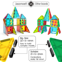 Jasonwell magnetic tiles build 3D forms and patterns for imaginative construction challenges