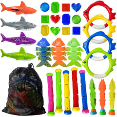Jasonwell diving rings resting on pool floor for easy grab and play.