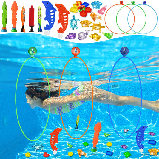 Jasonwell diving rings provide three large hoops for fun pool practice