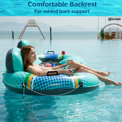 Jasonwell river tube with cup holders keeps drinks within reach.