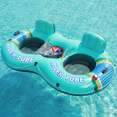 Jasonwell two-person inflatable river tube with cooler for shared river trips.