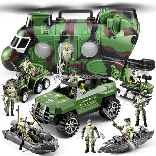 JASSKKBO 56-in-1 army transport helicopter boosts imaginative play and motor skills