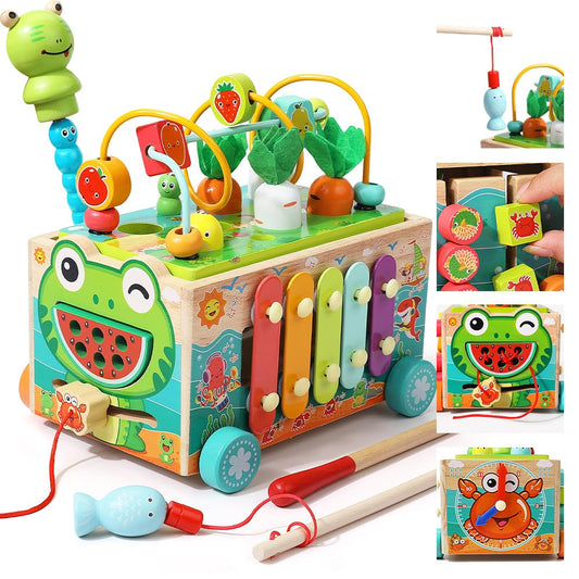 JAUNTY frog activity cube supports hand-eye coordination and imaginative play