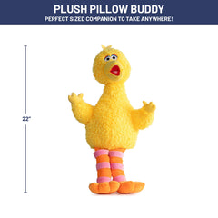 Jay Franco Big Bird pillow buddy fabric close-up, soft microfiber texture.