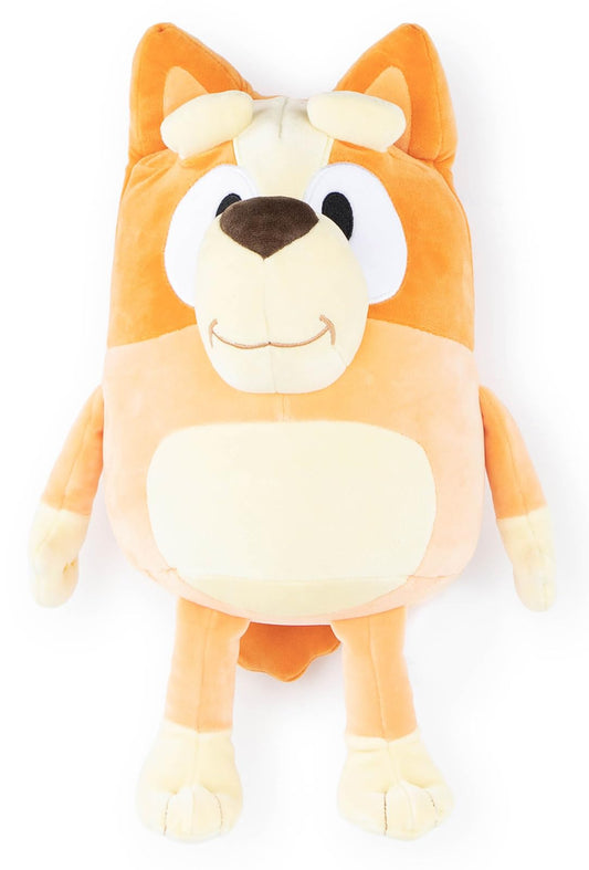 Jay Franco Bluey Bingo pillow buddy front view showing soft plush texture for cozy hugs