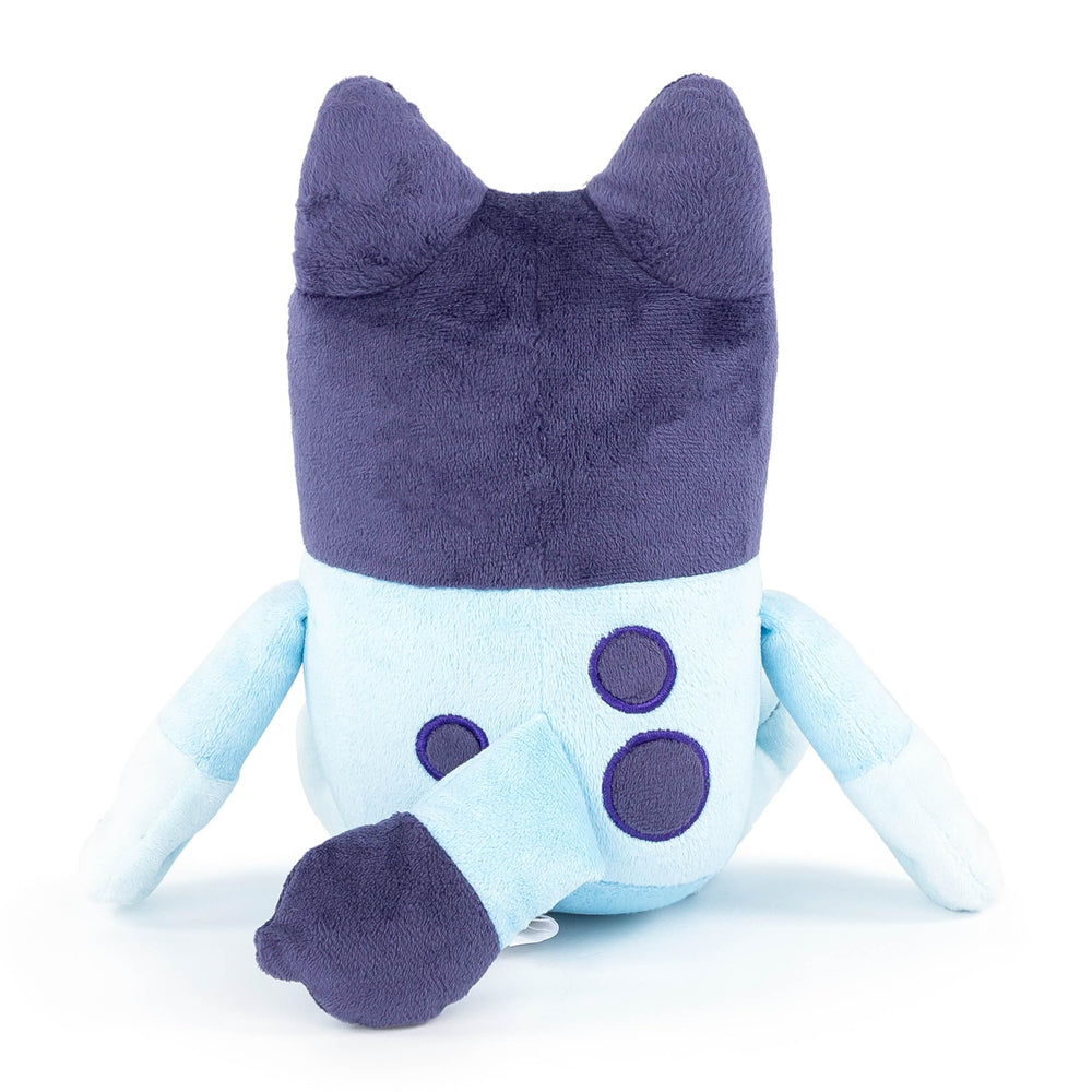 Jay Franco Bluey mini plush pillow buddy in bed, bedtime buddy for gentle dreams