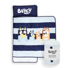 Jay Franco Bluey nap mat with embedded pillow for comfy travel