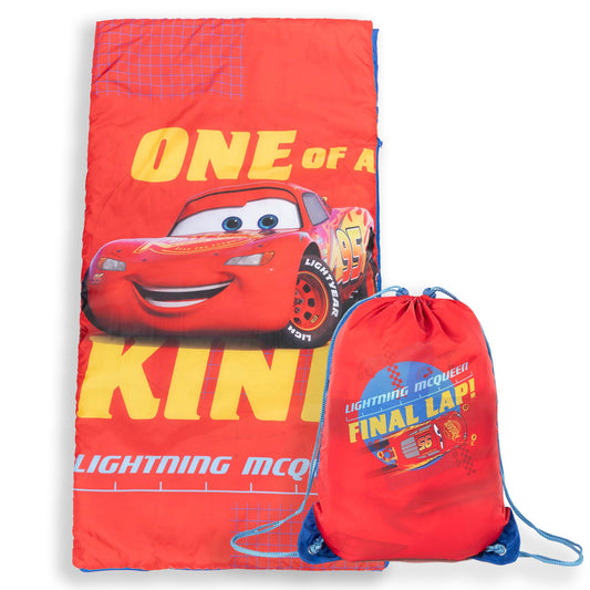 Jay Franco Disney Pixar Cars slumber sack featuring Lighting McQueen for cozy sleepovers.