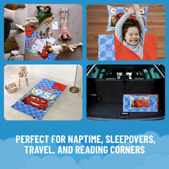 Sleeping set rolls up for compact travel and storage.