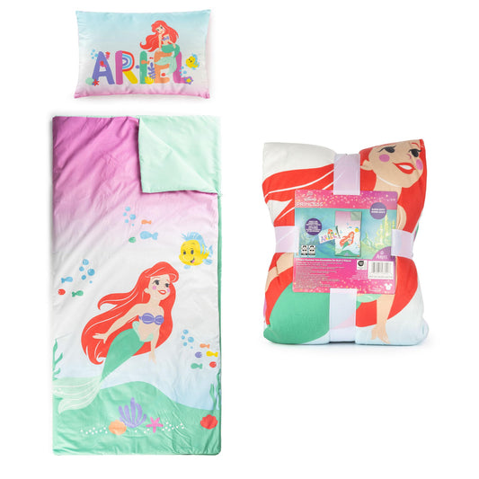 Jay Franco Little Mermaid slumber bag with Ariel design for cozy sleepovers.