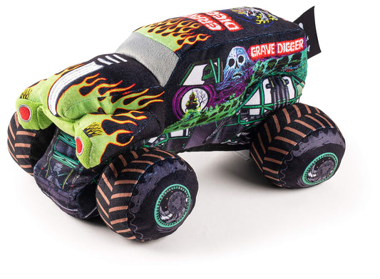 Jay Franco Monster Jam Grave Digger pillow buddy, 12.5-inch plush, soft cuddle-worthy texture.