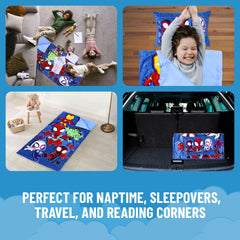 Jay Franco slumber set roll-up design for easy storage.