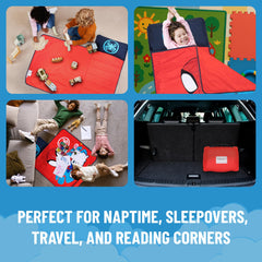 Jay Franco Spiderman nap mat blanket rolled for cozy travel.