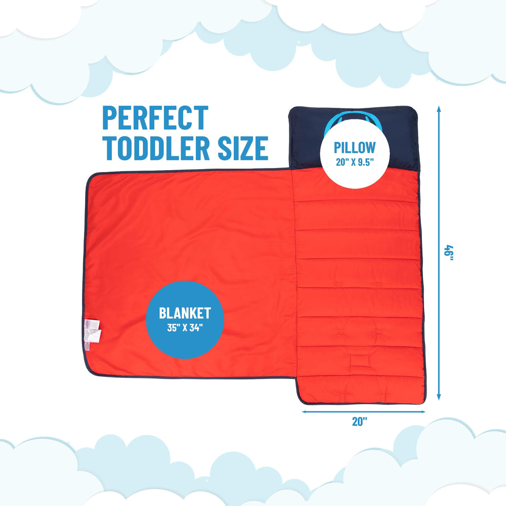 Jay Franco Spiderman nap mat built-in pillow detail, head support.