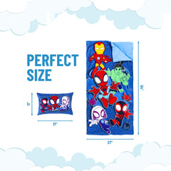 Jay Franco Spidey slumber pillow 17x11 adds extra comfort.