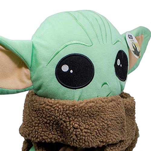 Pillow buddy with Mandalorian styling enhances bed time play and travel comfort.