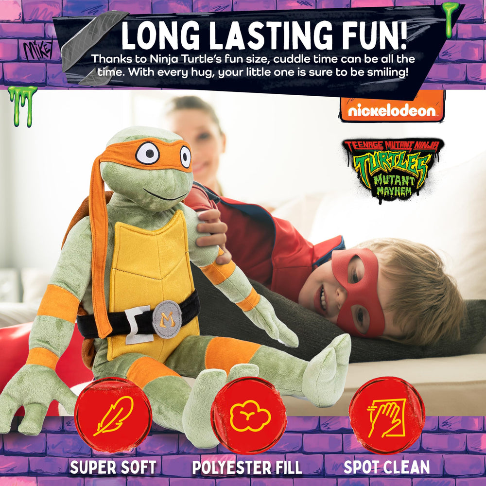 TMNT Michaelangelo pillow in car, a comfy travel companion by Jay Franco.