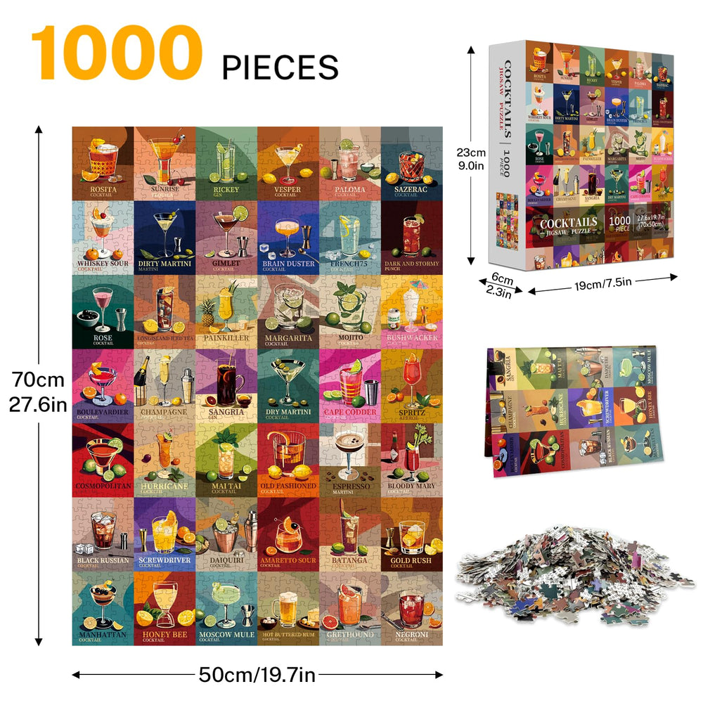 Jazcimdo Cocktail Puzzle colorful-pattern, vivid artwork boosts mood and concentration.