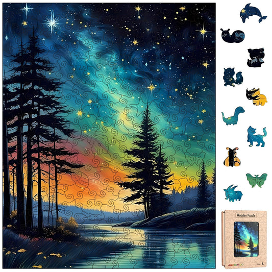 Jazcimdo Northern Lights wood puzzle with 270 pieces for a stimulating solo challenge