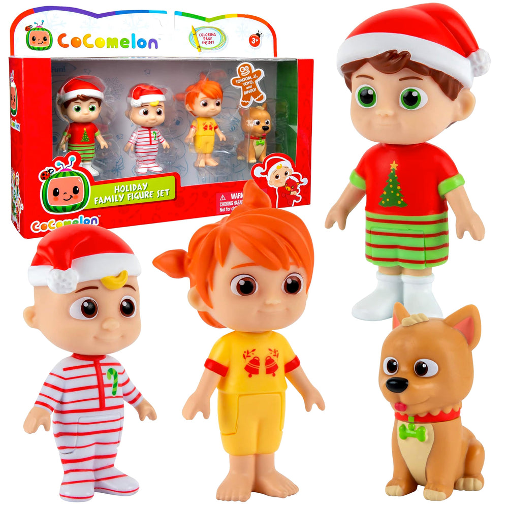 Jazwares CoComelon JJ in Christmas pajamas for imaginative play.