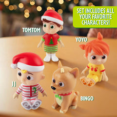 Jazwares CoComelon holiday figure packaging shown for gift-ready display.