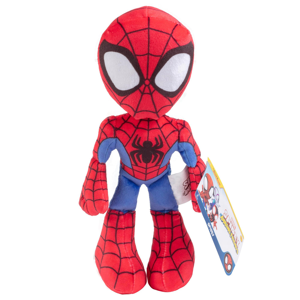 Jazwares Marvel Spidey plush face with bright colors for imaginative play.