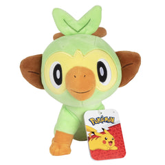 Jazwares Pokemon Grookey plush, 8-inch size, soft and huggable for play and display.