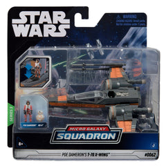 Jazwares Star Wars Micro Galaxy Poe Dameron T-70 X-Wing with retractable landing gear for display.