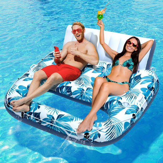 JCLEAL two-person pool float lounger offering roomy seating for poolside lounging