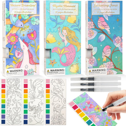 JCREN Enchanting Forest watercolor book for mess-free on-the-go coloring