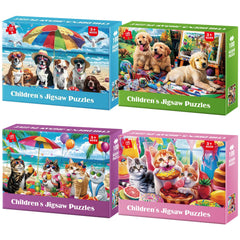 Jeacirio cat-dog puzzle set boosts family learning and fun.