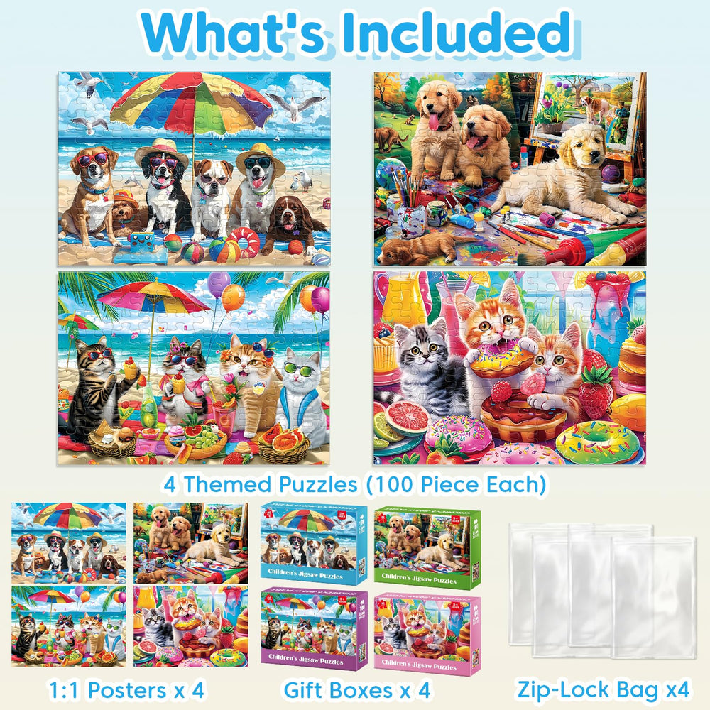 Jeacirio large-piece puzzles for kids 4-6 featuring cats and dogs.