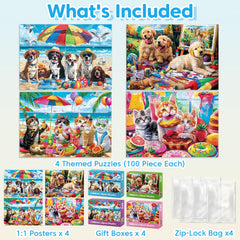 Jeacirio large-piece puzzles for kids 4-6 featuring cats and dogs.