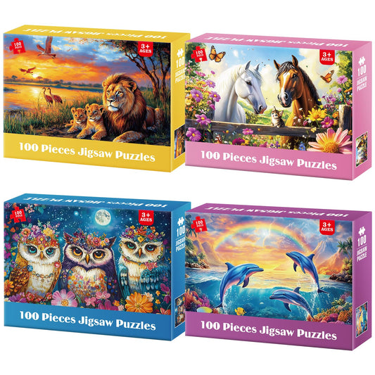 Jeacirio Lions 100-piece puzzle for imaginative play and family time.