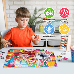 Jeacirio 100-piece puzzle pack supports concentration and fine motor skills.