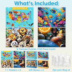 Jeacirio USA map 100-piece puzzle helps children learn geography while having fun.