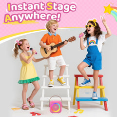 Jeefu karaoke machine kids LED lights highlight rhythm during pretend performances