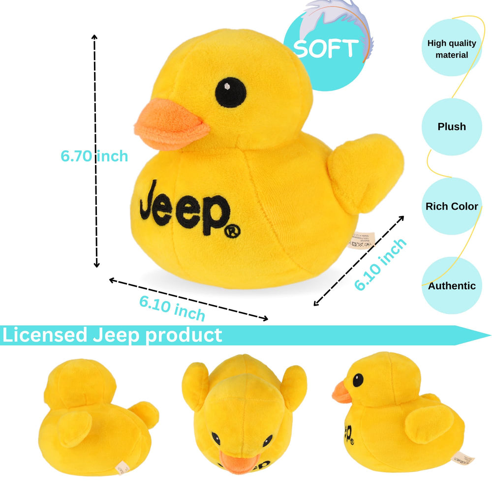 Jeep Text Logo Duck Plush side view, desk companion for automotive enthusiasts