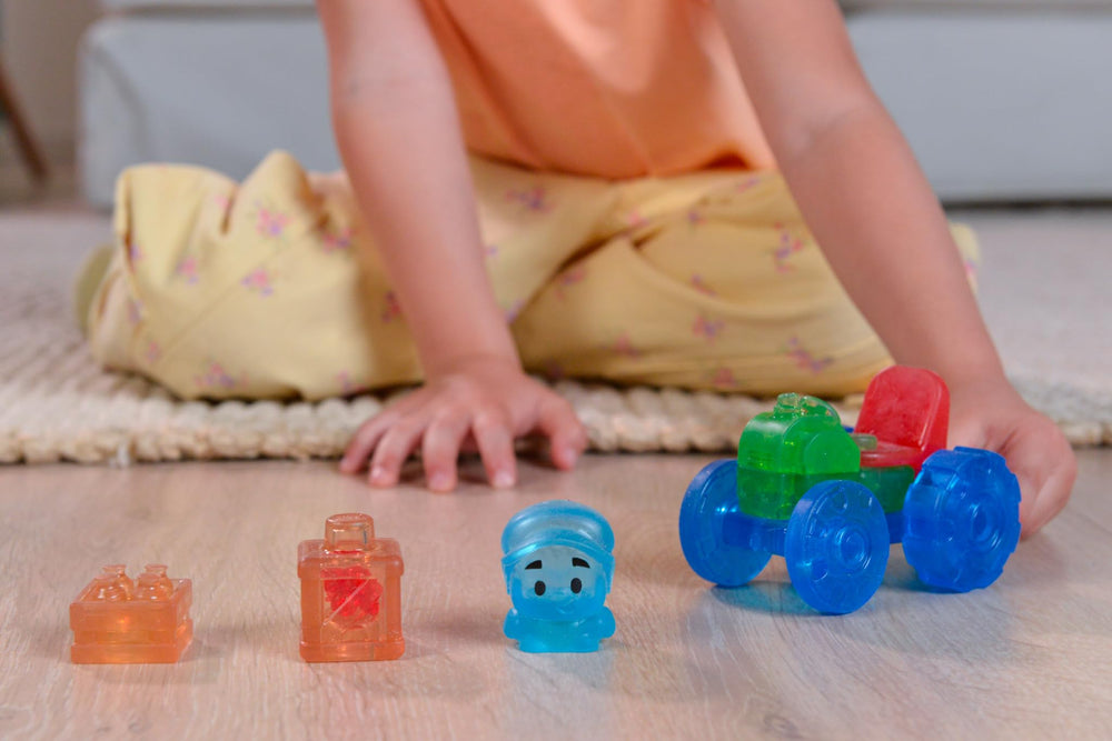 Jelly Blox Tractor Set squishy blocks provide safe, mess-light play experiences