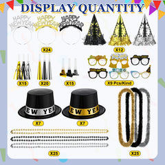 JellyArch 204pcs cone hats with silver-gold accents for stylish moments