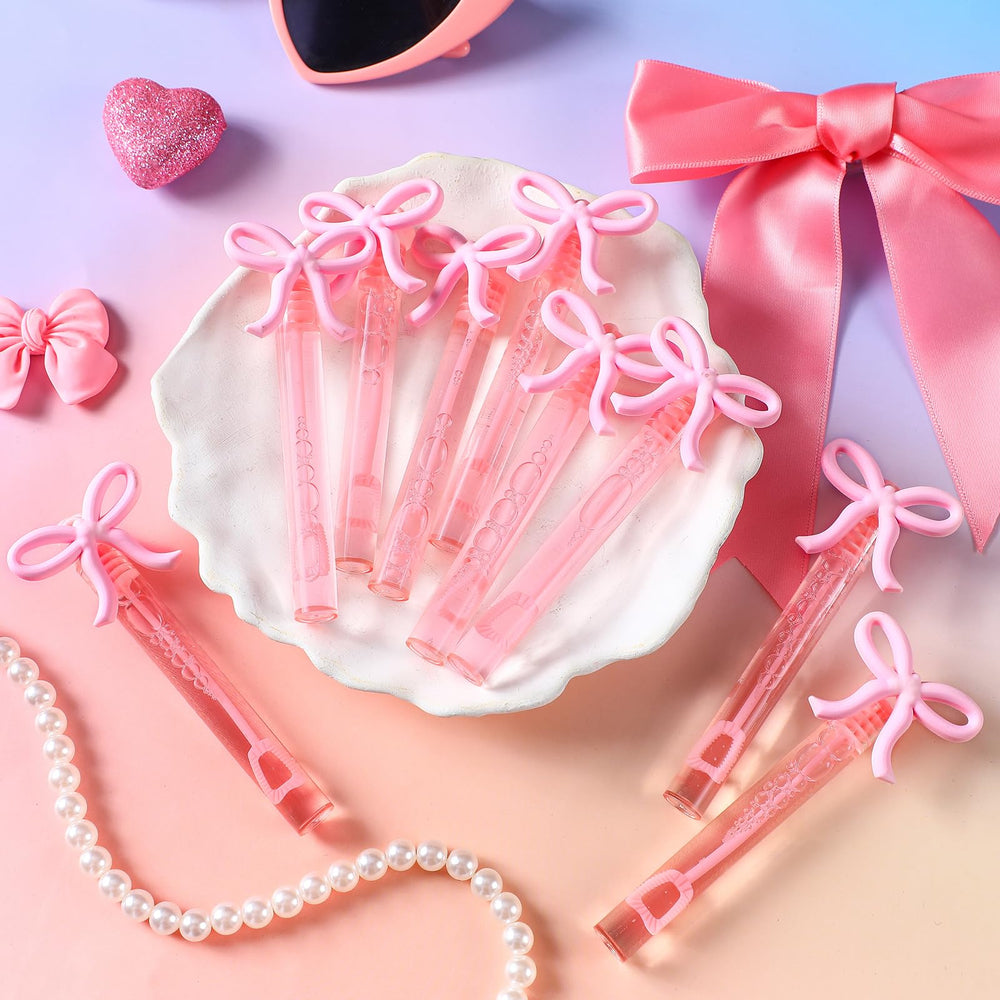 JellyArch pink bow bubble wand showcases 12 styles for varied party decor