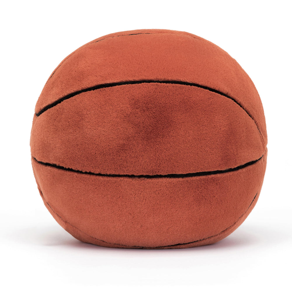 Jellycat Amuseables Basketball close-up, soft orange fur texture and friendly expression