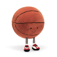 Jellycat Amuseables Basketball showing black felt lines for authentic court-inspired design