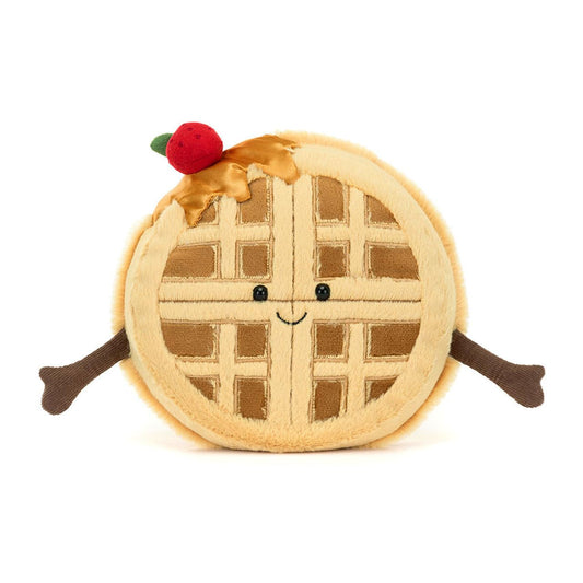 Jellycat Amuseables Rene Waffle embroidery-face detail for cozy mornings