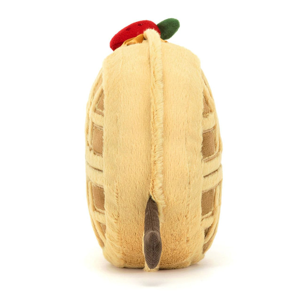 Jellycat Rene Waffle with silky syrup hat and strawberry for playful charm