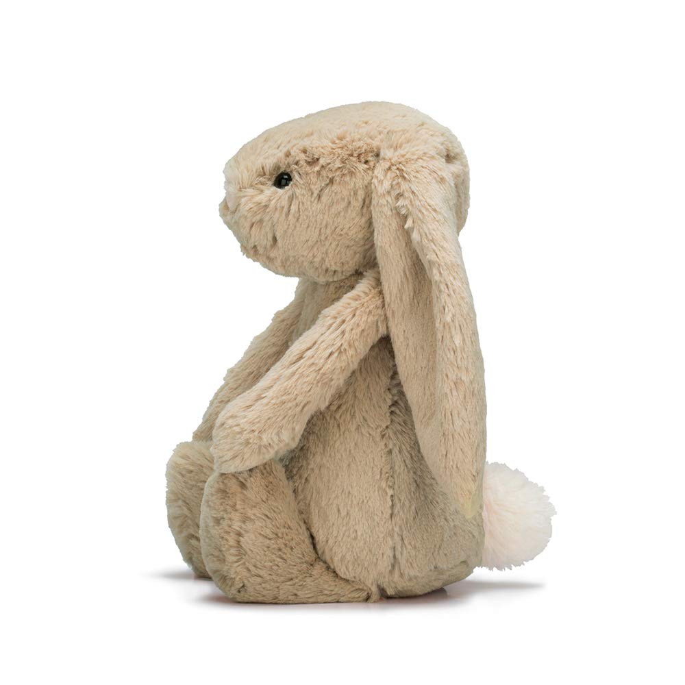 Jellycat Bashful Beige Bunny close-up face, gentle textures ideal for comforting hugs.
