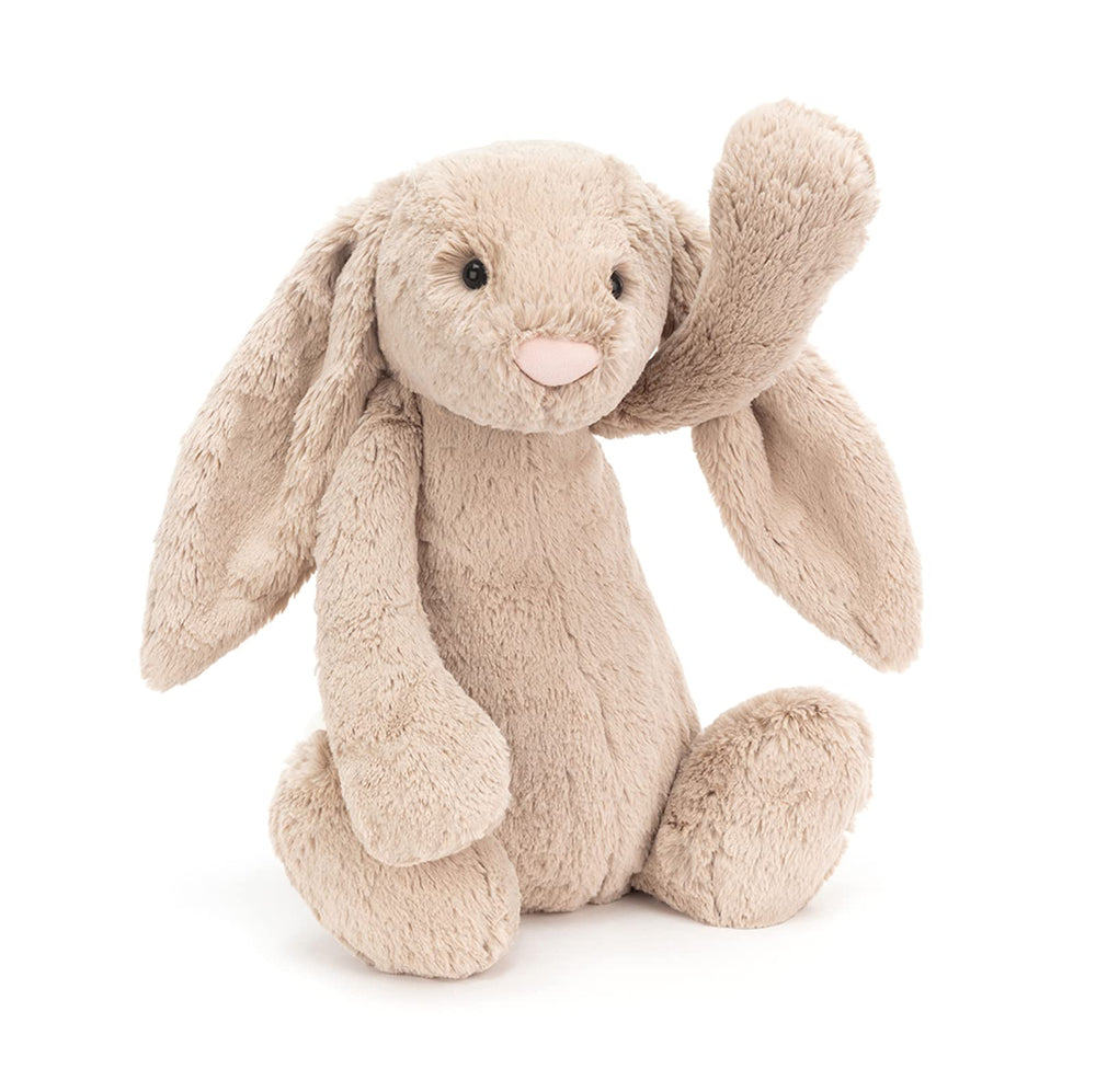 Jellycat Bashful Beige Bunny side profile showing huggable size and friendly expression